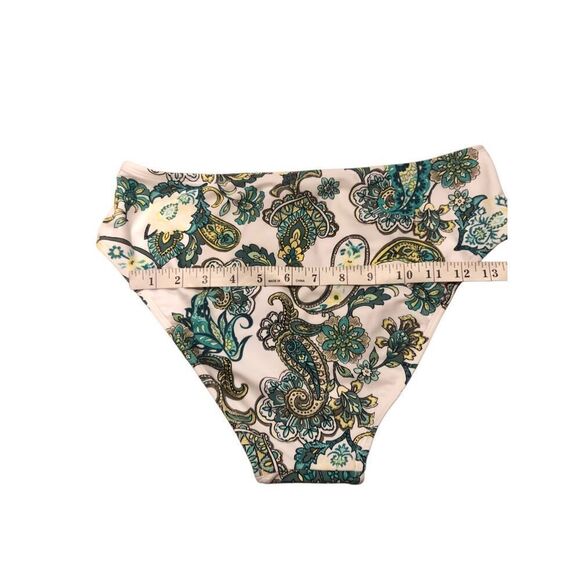 Cupshe high waist white and green paisley print bikini bottoms NWT size M - Picture 7 of 9
